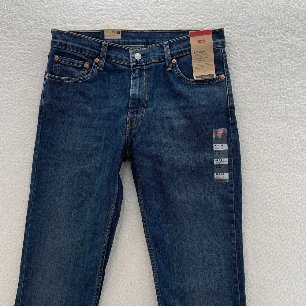 Levis 511 Jeans Mens 32x34 Blue Slim Fit Dark Wash Stretch Denim Grunge Skater